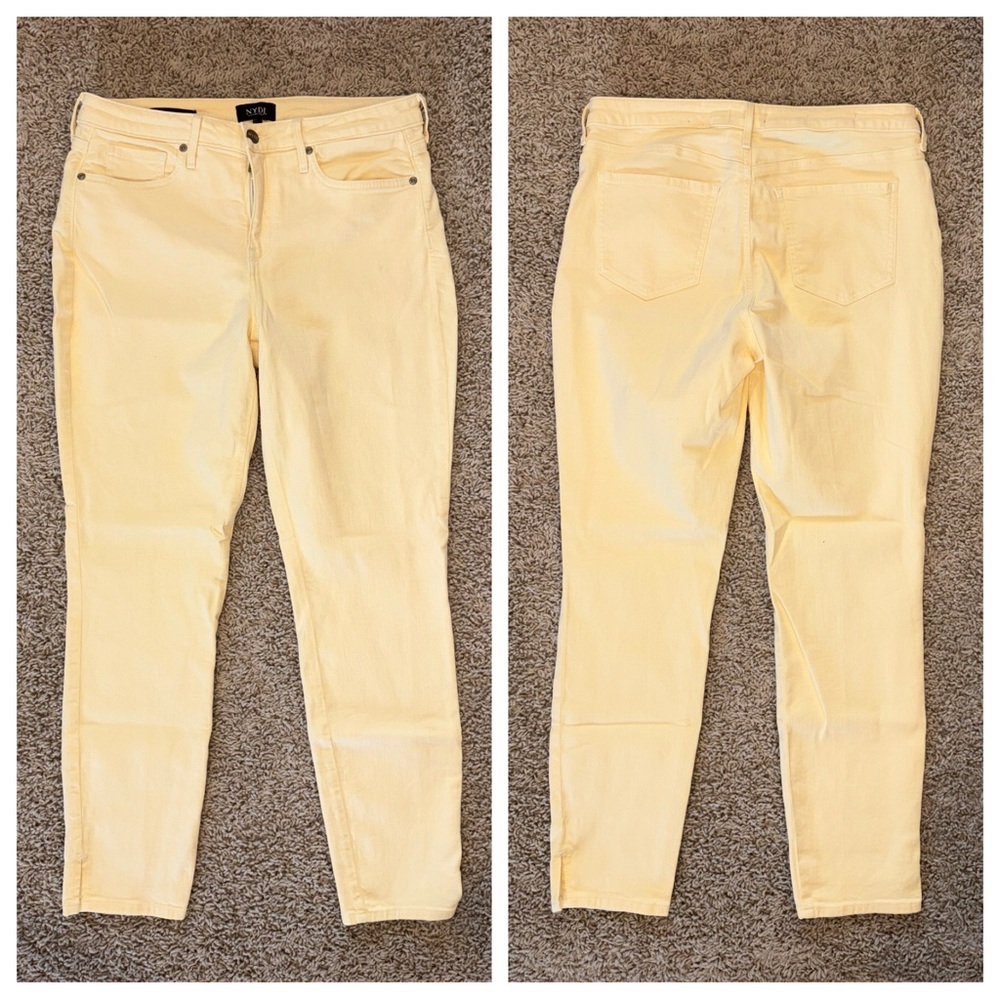 NYDJ Ami Skinny Ankle Jeans Lift Tuck Pale Yellow Size 8